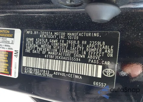 2010 Toyota Camry z USA, uszkodzony, nr VIN 4T1BF3EKXAU555594